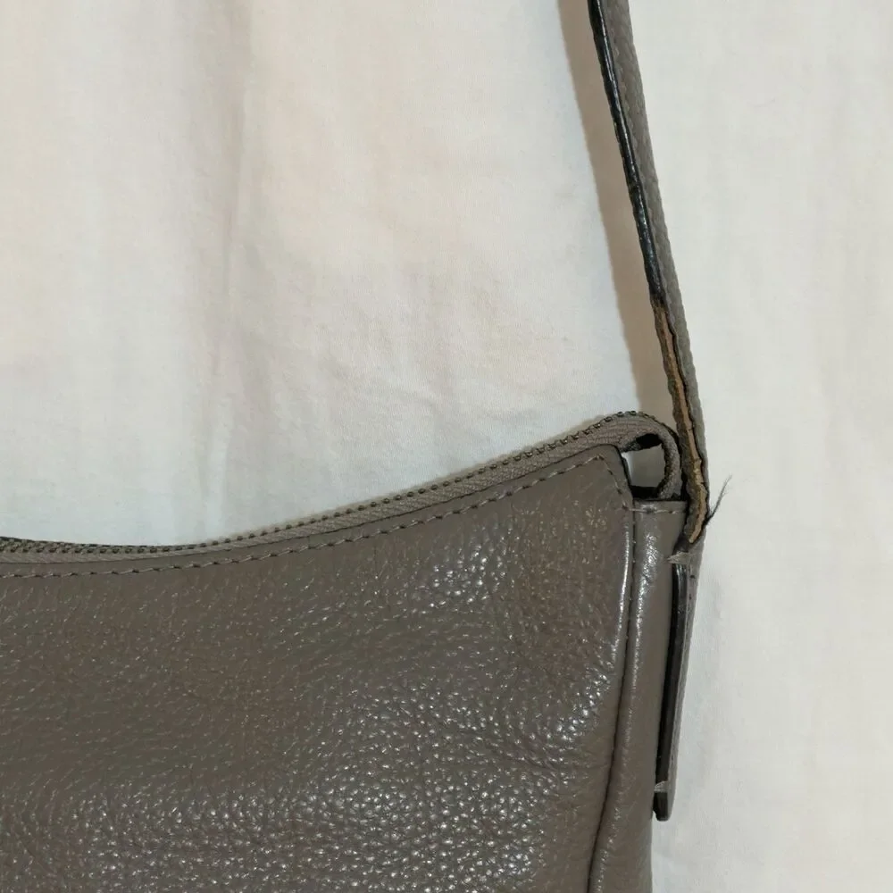 Ecco SP Small Hobo Crossbody Purse Belted Strap Pebbled Leather Gray